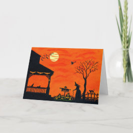 Halloween-Gruß-Karte, Hexen, Schwarzes, Katzen, Karte