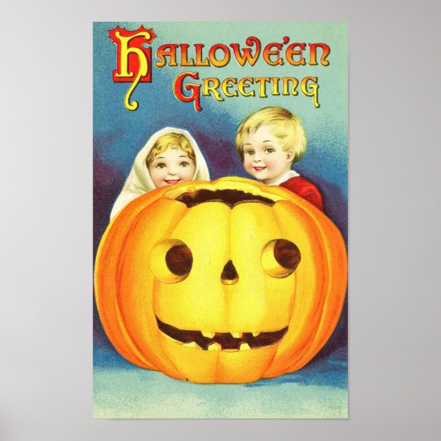Halloween Gruß Vintage Poster (Vorne)
