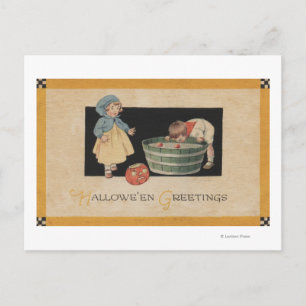 Halloween GrußBobbing für Äpfel Postkarte