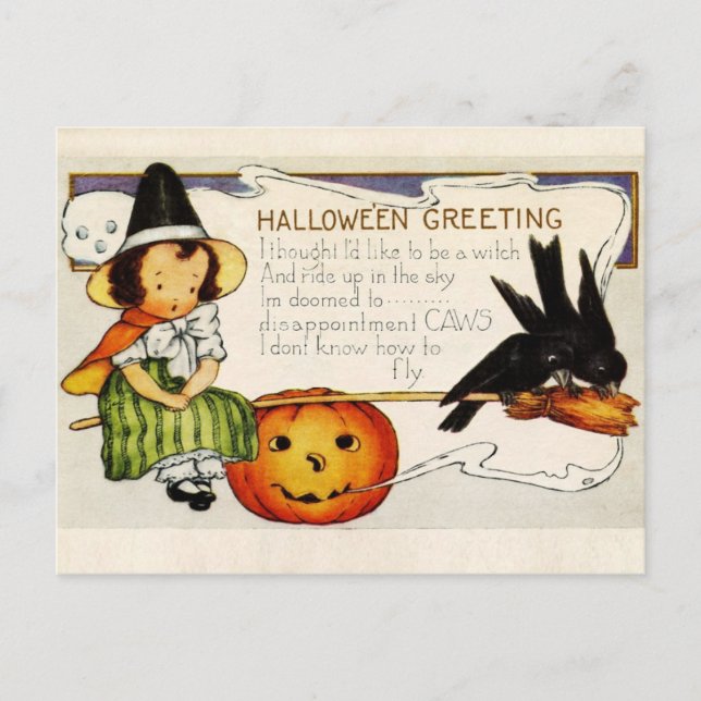 Halloween Grüße aus der Kleinen Hexe Postkarte (Vorderseite)