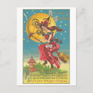 Halloween Grüße Frau im Zimmer Postkarte
