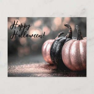 Halloween-Grüße-Karte des Schwarz-Rosa-Glitzer Postkarte