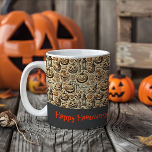 Halloween-Grüße orange grau stilvoll Kaffeetasse