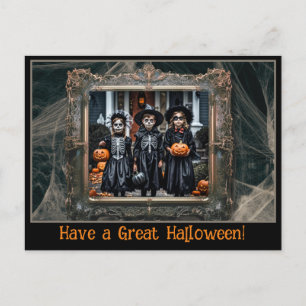 Halloween-Grüße Vintage-Spinnennetz-Rahmen-Foto  Postkarte