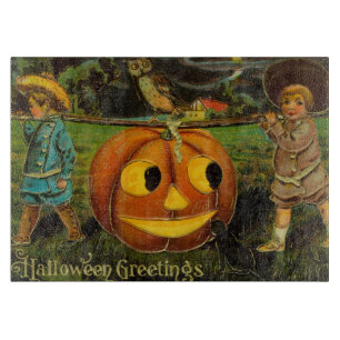 Halloween-Grüße - Vintage-Spooly-Postkarte  Schneidebrett