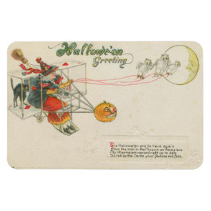Halloween-Grußflugzeug Hexe Vintage Magnet