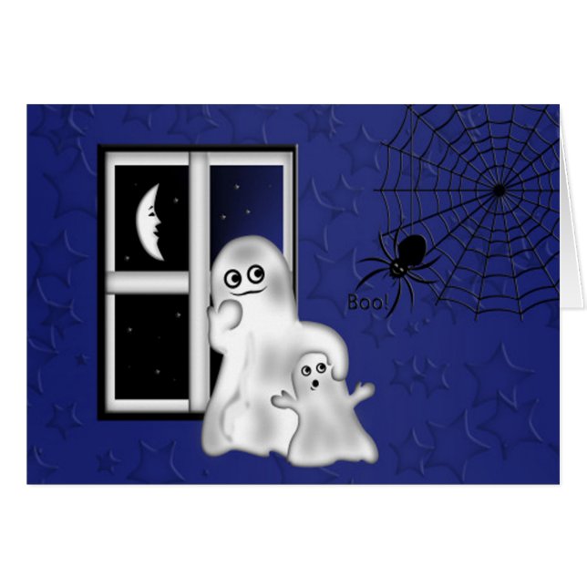 Halloween Grußkarte/Geist (Vorderseite (Horizontal))
