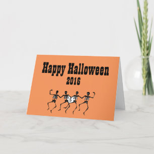 Halloween-Grußkarte mit tanzenden Totenköpfen Karte