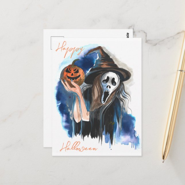 Halloween-Grußkarte Postkarte (Vorderseite/Rückseite Beispiel)
