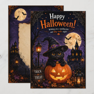 Halloween-Grußkarten-Katze-Design Einladung