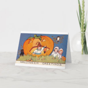Halloween Grußkinder, Kürbis, Owl Karte