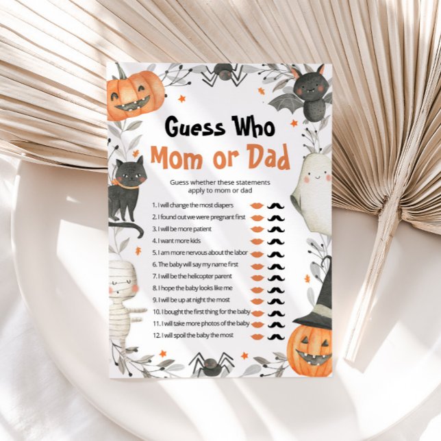 Halloween Guess Wer Mama oder Vater Baby Showspiel Einladung (Von Creator hochgeladen)