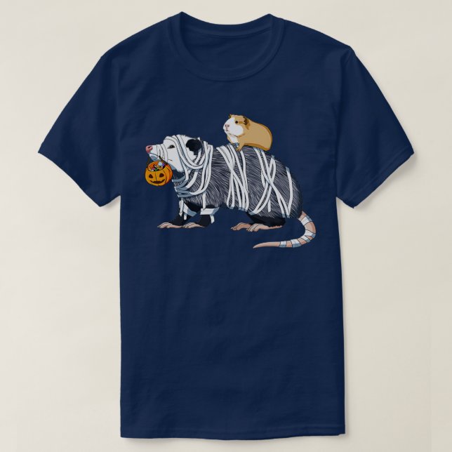 Halloween Guinea Pig und Opossum T-Shirt (Design vorne)