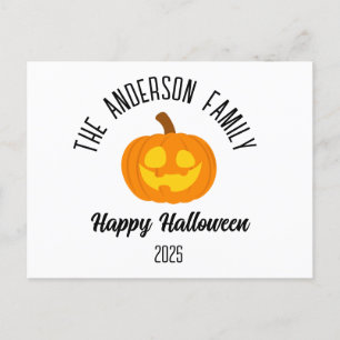 Halloween Gwer Pumpkin Face Personalisierter Name Feiertagspostkarte