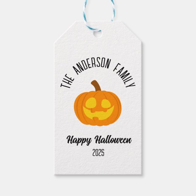 Halloween Gwer Pumpkin Face Personalisierter Name Geschenkanhänger (Vorderseite)