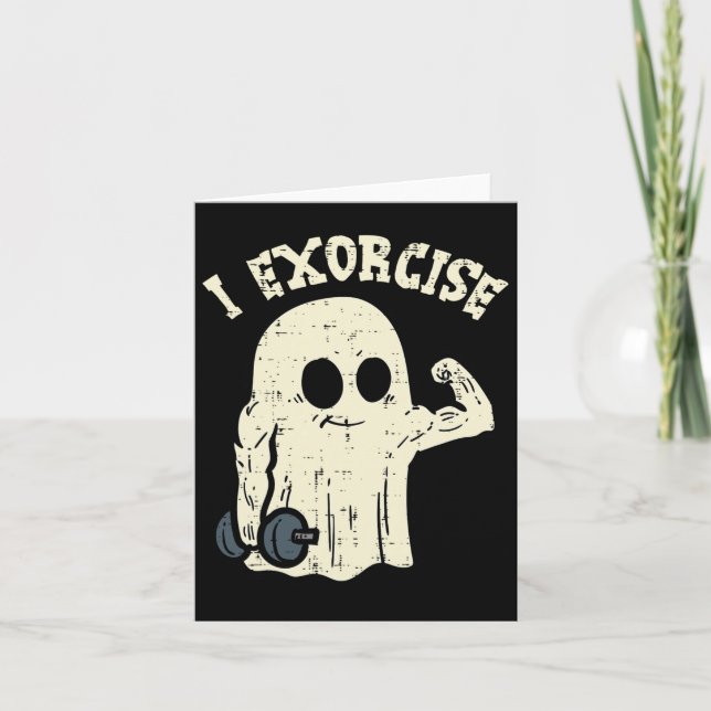 Halloween Gym Ghost I Exorcience Fun Workout Kostü Karte (Vorderseite)