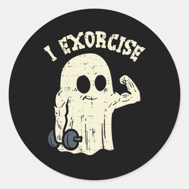 Halloween Gym Ghost I Exorcience Fun Workout Kostü Runder Aufkleber (Vorderseite)
