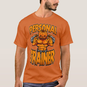 Halloween Gym Personal Trainer Pumpkin Kettlebell T-Shirt