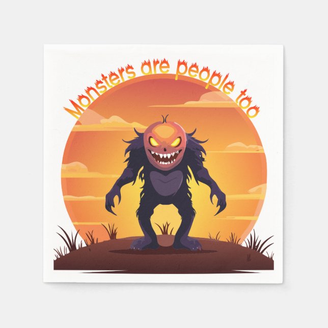 Halloween Hairy Little Monster Trick oder Trete Serviette (Vorderseite)