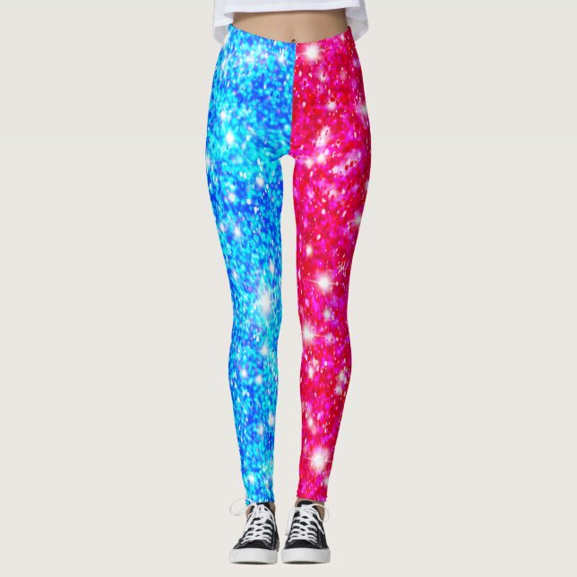 Halloween Half Red und Half Blue Sequin Leggings (Vorderseite)