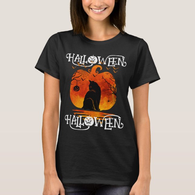 HALLOWEEN HALLOWEEN CAT SCHWARZPUMPKIN T-Shirt (Vorderseite)