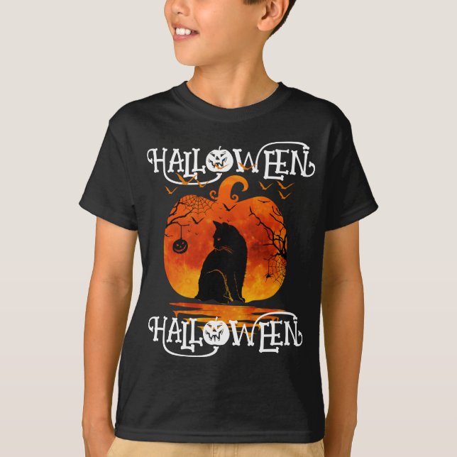 HALLOWEEN HALLOWEEN CAT SCHWARZPUMPKIN T-Shirt (Vorderseite)