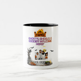 Halloween, Halloween-Familie, personalisiertes Hal Zweifarbige Tasse