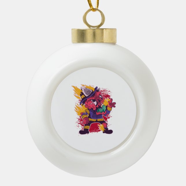 Halloween Halloween Feuerwehrkostüm Keramik Kugel-Ornament (Vorderseite)