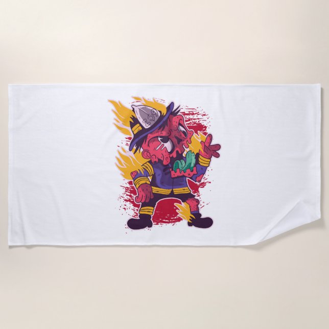 Halloween Halloween Feuerwehrkostüm Strandtuch (Vorderseite)