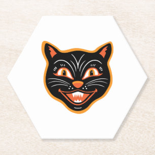 Halloween Halloween Vintage Schwarze Katze Aufkleb Untersetzer