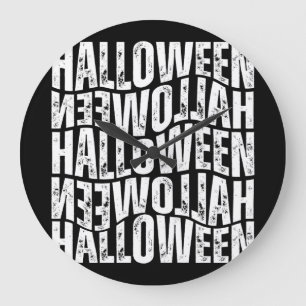 HALLOWEEN HALLOWEEN WARP TYPOGRAPHIE GROßE WANDUHR