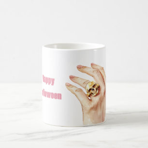 Halloween-Hand Rosa Nagellack-Totenkopf-Ring Kaffeetasse