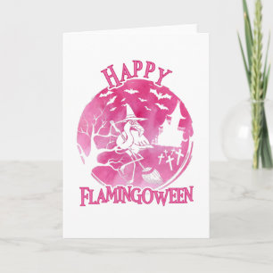 Halloween Happy Flamingoween Flamingo Watercolor Karte