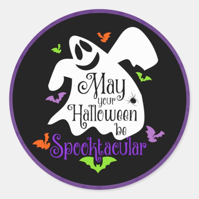 Halloween - Happy Ghost Spooktacular Runder Aufkleber (Vorderseite)