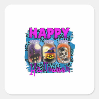 Halloween Happy Halloween Birthday Quadratischer Aufkleber