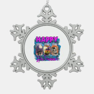 Halloween Happy Halloween Birthday Schneeflocken Zinn-Ornament