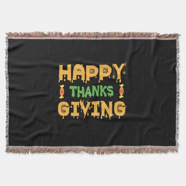 Halloween Happy Thanksgiving Birthday Decke (Vorderseite)