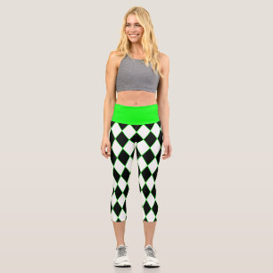 Halloween-Harlekin grün schwarz weiß Capri Leggings