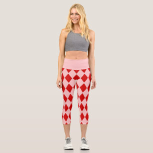 Halloween-Harlekin rosa roter Narr Capri Leggings