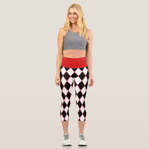 Halloween-Harlekin rot schwarz weiß Capri Leggings