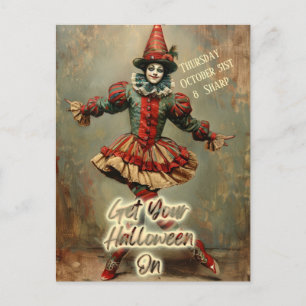 Halloween Harlequin im Kostümladen Postkarte