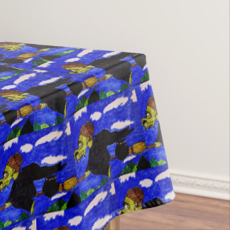 HALLOWEEN HÄSSLICHE HEXE AUF IHREM BESEN  TISCHDECKE