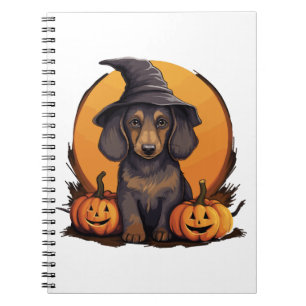 Halloween-Hat-Pumpkin-Dog-Dackel Notizblock