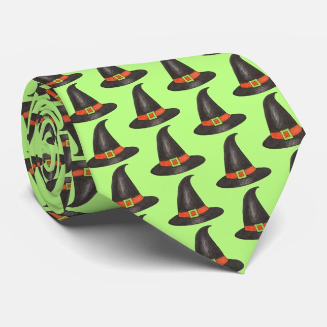 Halloween Hat Trick oder Treat Green Black Krawatte (Gerollt)