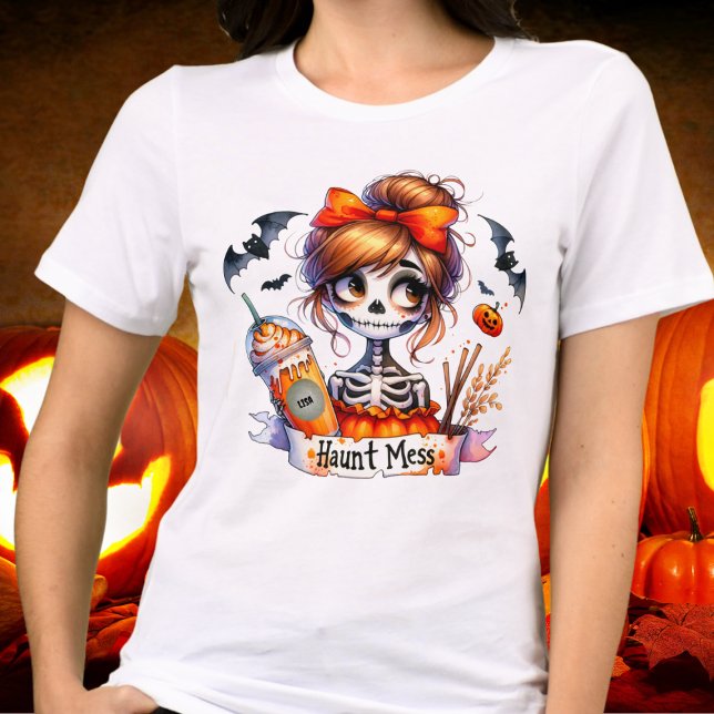 Halloween Haunt Mess Kaffee Skeleton Spookon Custo Tri-Blend Shirt (Von Creator hochgeladen)