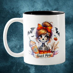 Halloween Haunt Mess Kaffee Skeleton Spookon Custo Zweifarbige Tasse