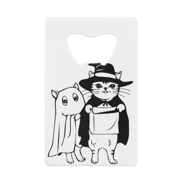Halloween Haunted Cat Witch Costume Geldbeutel Flaschenöffner (Vorderseite)
