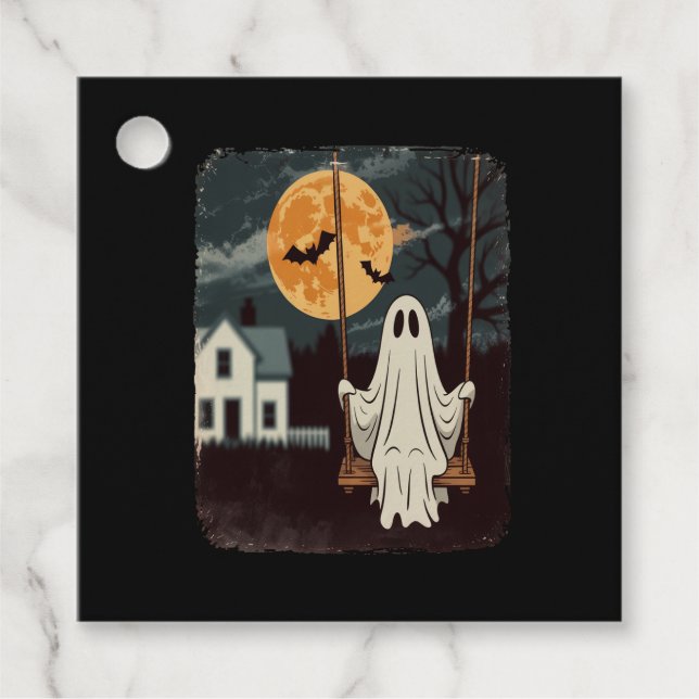 Halloween Haunted Ghost Swing Geschenkanhänger (Vorderseite)