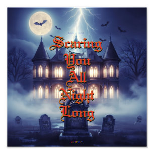 Halloween-Haus mit Frankie, dunkelblau Fotodruck