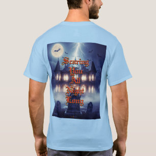 Halloween-Haus mit Frankie, dunkelblau T-Shirt